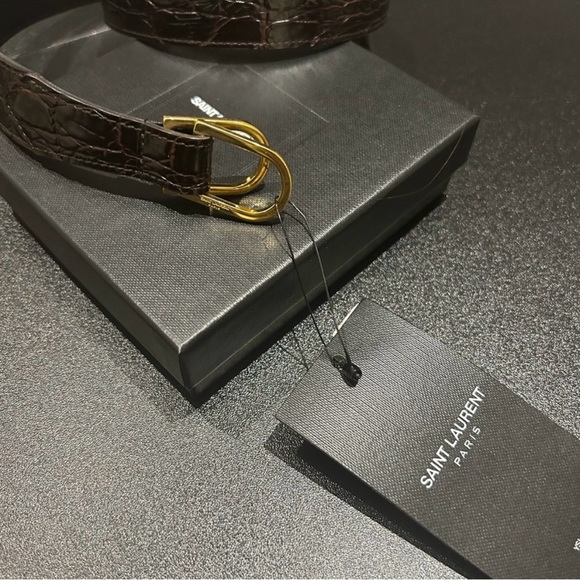 Yves Saint Laurent Accessories - New YSL Black Croc Belt